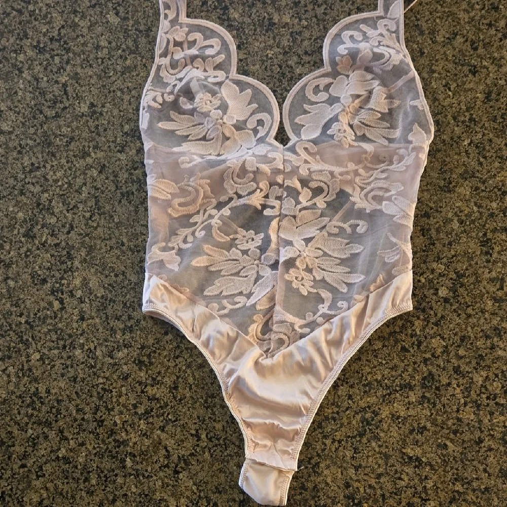 Floral Lace Bodysuit in Soft Pink